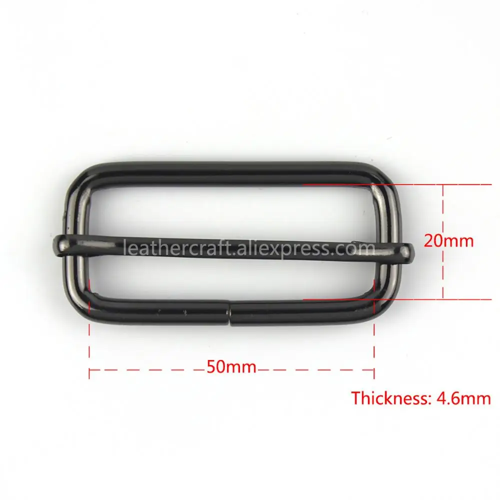 Metal sliding bar buckle tri-gildes slider rectangle adjuster buckle for leather craft bag strap belt shoulder webbing