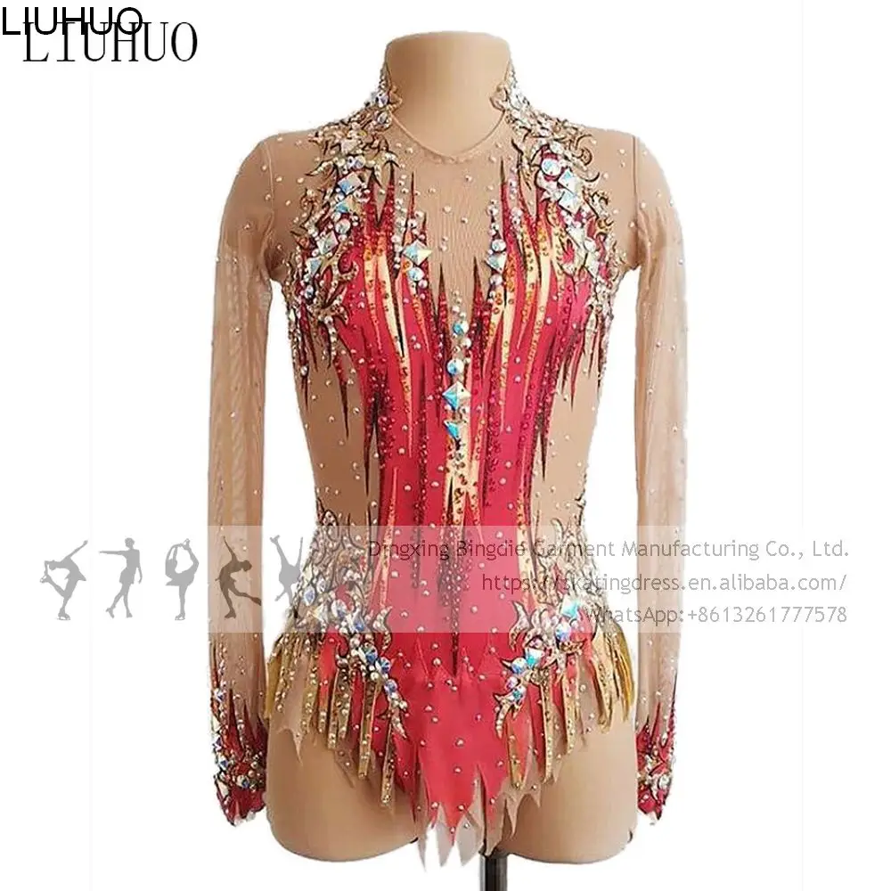 LIUHUO Figure Skating Dress Women\'s Girls\' Ice Skating performance Rhythmic gymnastics competition Dance Leotard Artistic Kids