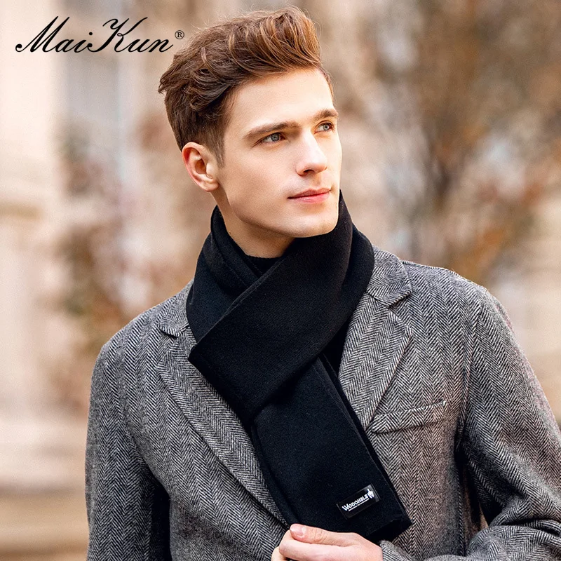 Maikun Wool Scarf Men\'s Winter Solid Color All-Match Cold-Proof High-End Gift Warm New Skin-Friendly Cashmere Men\'s Scarf