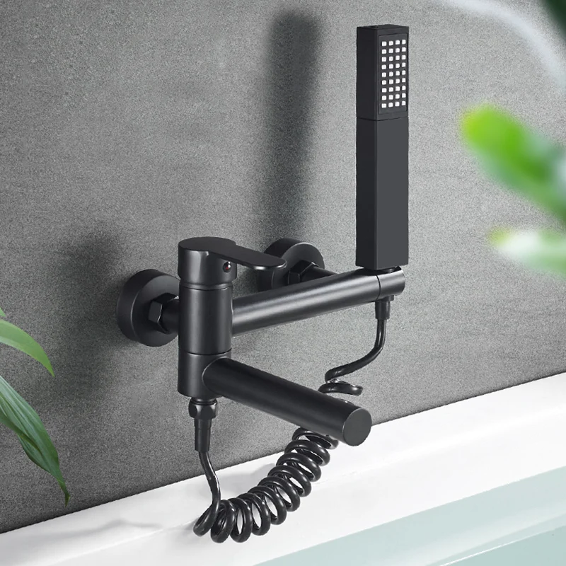 

Bathroom Bathtub Shower Faucet Black Brass Bathroom Shower Faucet Set Bath Shower Mixer Tap Shower Head Wall Mixer Faucets