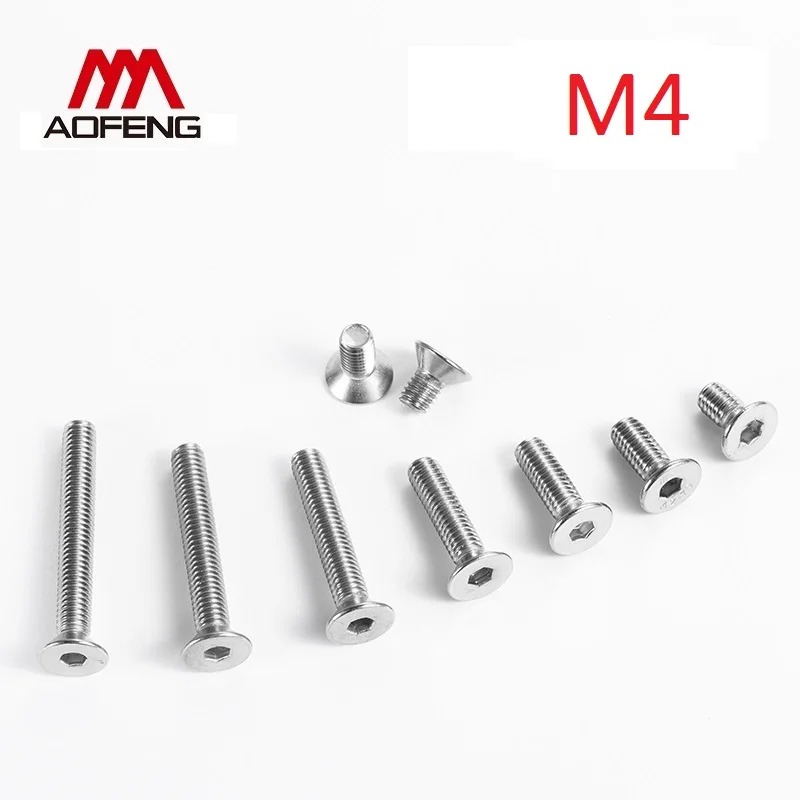 

M4 304 Stainless Steel Hexagon Socket Countersunk Head Screws M4*6 8 10 16 20 22 25 35 40 50 55 65 75 80mm DIN7991 Full Thread