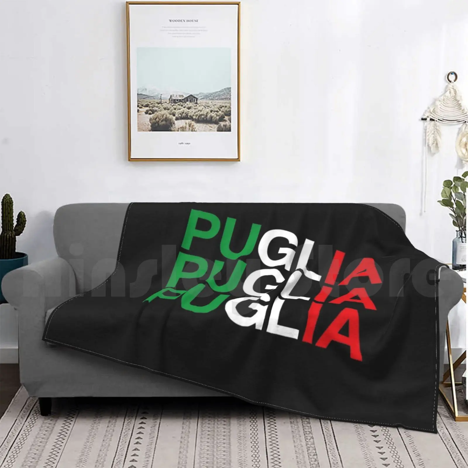 بطانية العلم الإيطالي Puglia أزياء مخصصة Puglia إيطاليا إيطاليا باري نموذج البحر الأدرياتيكي الأخضر #3