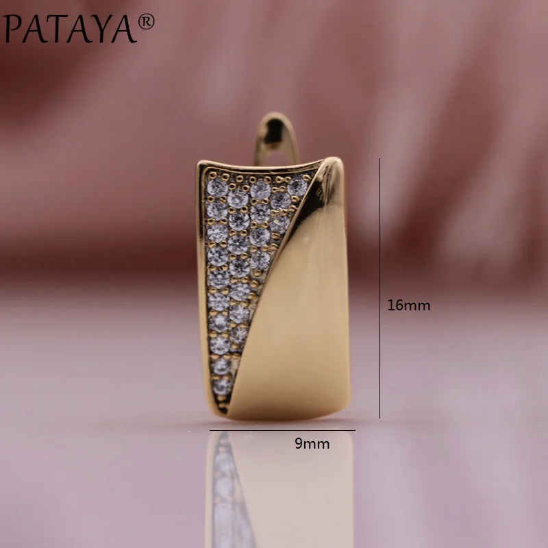 PATAYA New Natural Zircon Dangle Earrings Micro Wax Inlay Luxury Earring 585 Rose Gold Color Women Wedding Fine Fashion Jewelry