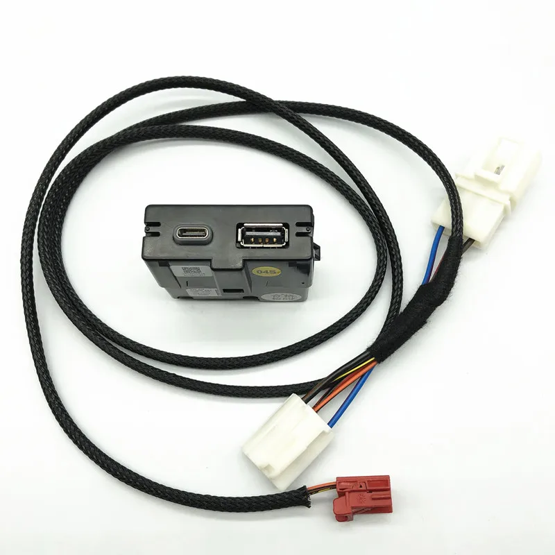자동차 LHD 뒷좌석 공기 환기구 USB 및 유형 C 충전기 USB 충전 스위치 소켓 어댑터 vw 골프 7 MK7 7.5 용 케이블 와이어 하네스