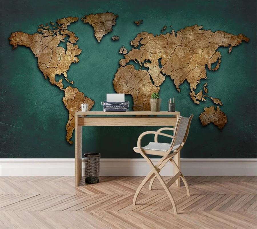 Customized 3d photo wallpaper retro crack world map background wall living room bedroom restaurant decoration painting wallpaper