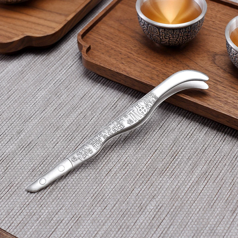 Silver age 999 fine silver clip anaglyph silver clip sterling silver cup tweezers kung fu tea shovel tea accessories