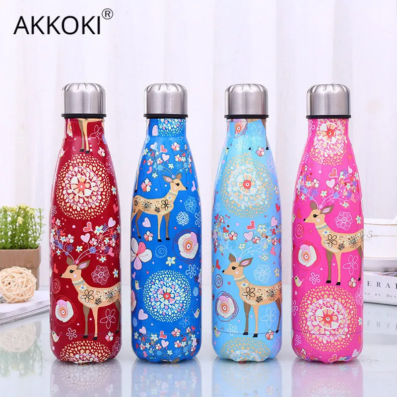 

500ml Cartoon Deer Vacuum Cup Insulated Stainless Steel Water Bottle Coffee Thermos Portable Travel Sport Drink Bottle Gift