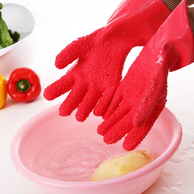 Peeled Potato Gloves Kitchen Vegetables Scraping Fish Scale Cleaning Gloves Non-slip Silicone Gloves Kitchen Tool Accessories