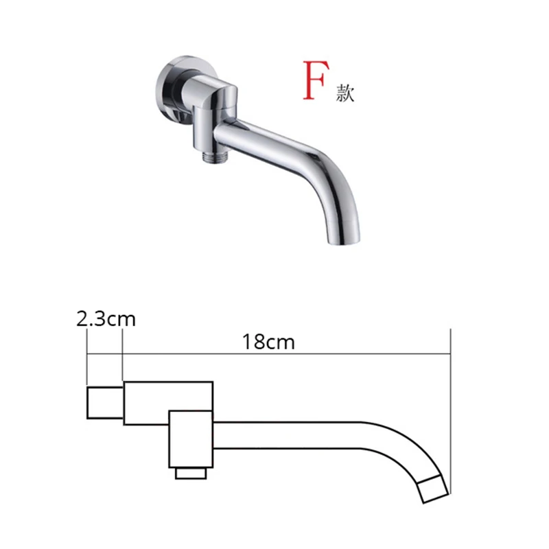 BECOLA Wall Mounted Faucet Spout Square and Round Brass Chrome/Black Spouts Waterfall Shower Faucet Accessories