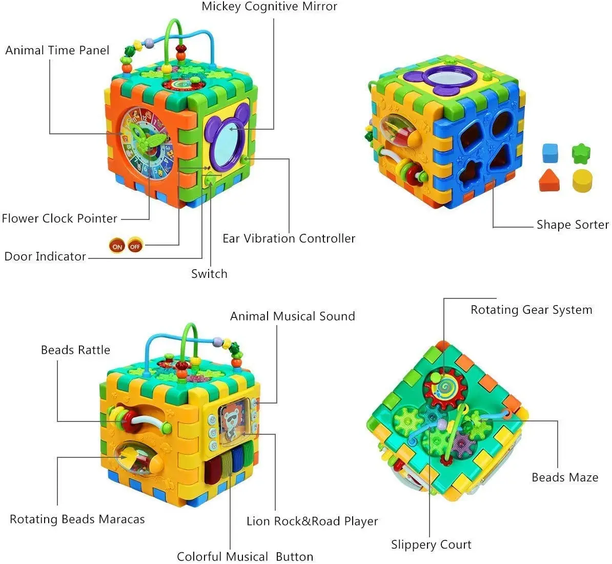 Yooap Baby Toys 6 in 1 Activity Play Cube Six-Sided Box Montessori Shape Match Infant Development Educational Toy For Kids