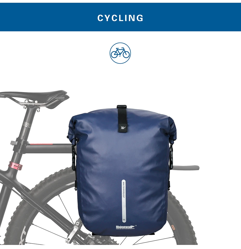 Rhino walk Bike Packt asche wasserdicht 27l Fahrrad Side Pack multifunktion ale Rücksitz Radfahren Travelling Storage Bikepacking – Detail 16