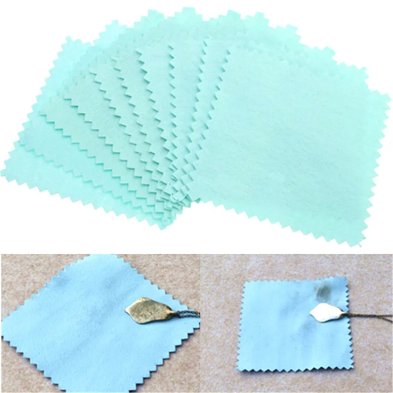 10pcs 8x8cm Silver Jewelry Polishing Cleaning Wiping Cloth Soft Clean Bags Individual Packing Microfiber Suede Fabric Material