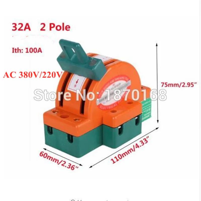 Commutatore bidirezionale di disconnessione di sicurezza del coltello DPDT del doppio tiro di palo SHK11-2P/32A HK2-32A 2