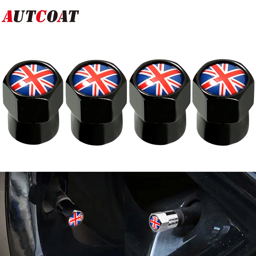 Autcoat Aluminium/Koper Engeland Britse Nationale Vlag Ventiel Cap Tire Wheel Stem Air Valve Caps Voor auto \'S