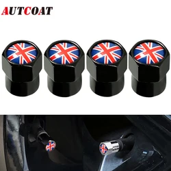 AUTCOAT Aluminum Alloy/Copper England British National Flag Tire Valve Stem Cap Tire Wheel Stem Air Valve Caps for Auto Cars