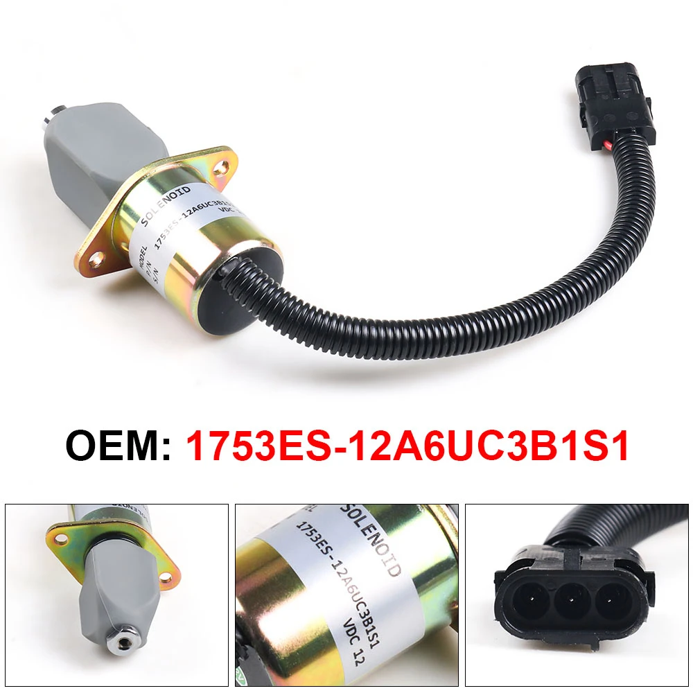 1753ES-12A6UC3B1S1 12V Fuel Shutdown Shut off Stop Solenoid Valve For Cummins For Yanmar For Kubota SA-3665-12