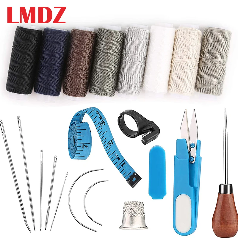 

LMDZ 20 PCS Leather Hand Sewing Craft Tools, 8 PCS 54 Yard Leather Sewing Threads, 7 PCS Leather Sewing Needles, Sewing Awl