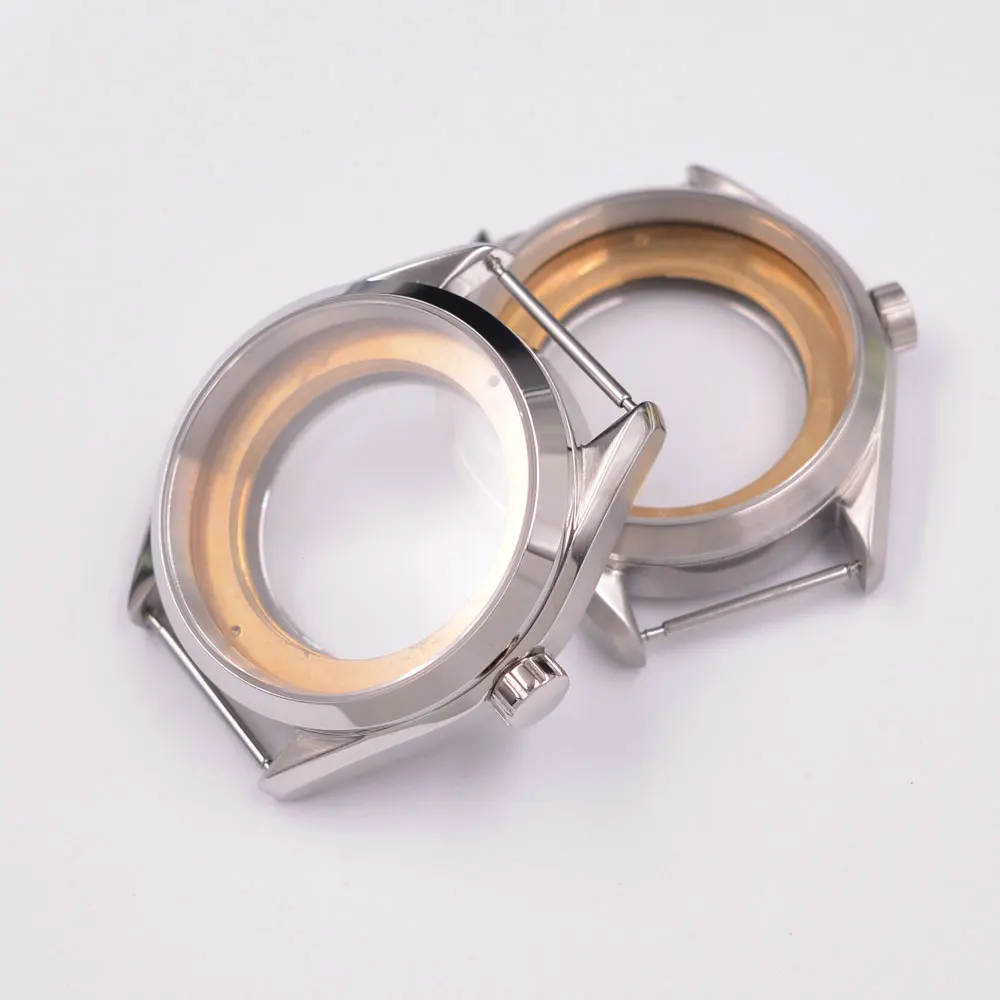 

fit NH35 NH36 ETA 2836 Miyota 8205 8215 821A Mingzhu DG 2813 3804 movement 41mm silver case sapphire glass watch case