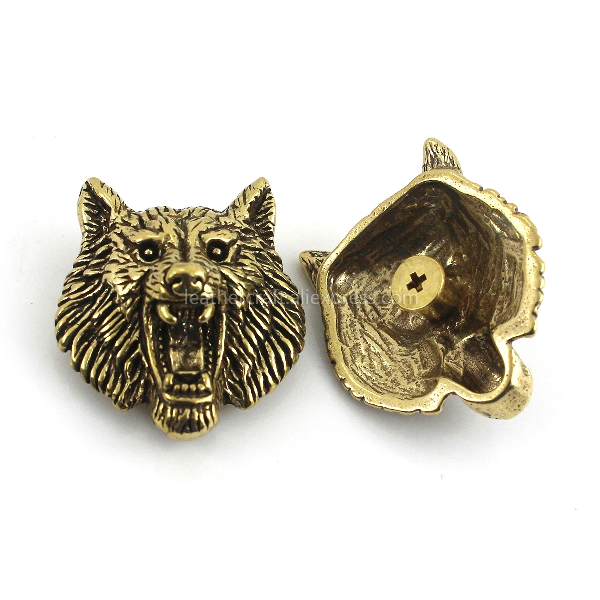 1 Stück Messing-Wolf-Abzeichen, Dämon, Teufel, Conchos, Schraubverschluss, Metall, Tierkopf-Design, Leder, Tasche, Geldbörse, Dekor, Knopf, Nieten, Accessoires – Detail 2
