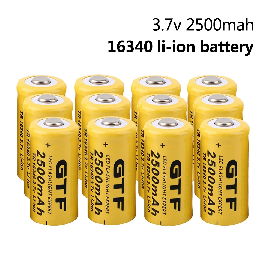 

New 2-20pc 16340 Battery 3.7V 2500mAh CR123A CR123 16340 Rechargeable Lithium Battery for Laser Pen LED Flashlight Headlamp Cell