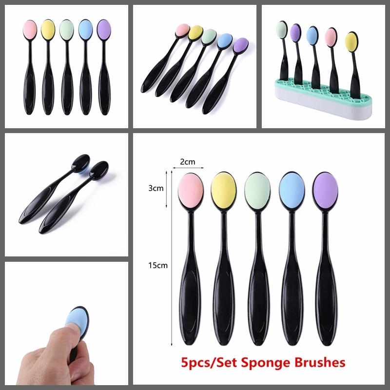 5Pcs Different Color Blending Sponge Brushes and Lid Ergonomic Handles Used for Coloring Making Card Brushing Painting Craft New