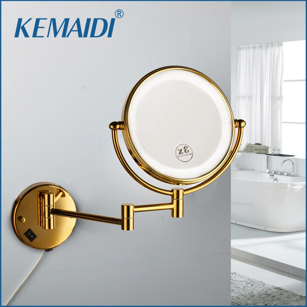 

KEMAIDI 8" Magnifying LED Light Makeup Mirror3X Magnification Foldable Touch Screen Bathroom Wall Mounted Illuminated Mirror