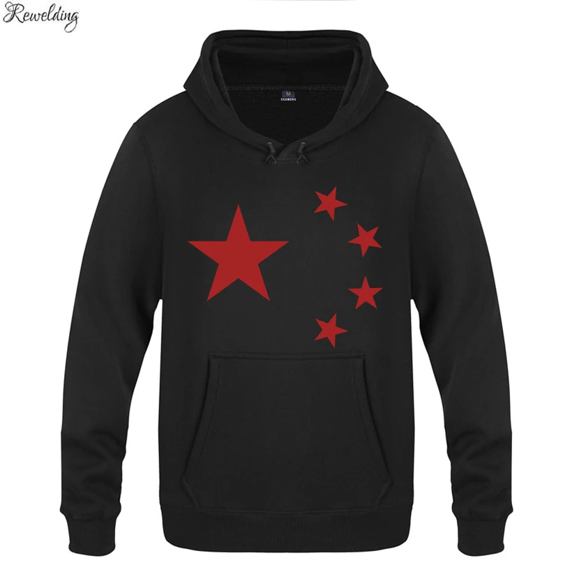 Five Star Chinese Flag Hoodie Sweatshirts Men Fashion Winter Mens Long Sleeve Hooded Fleece Pullover Hoodies