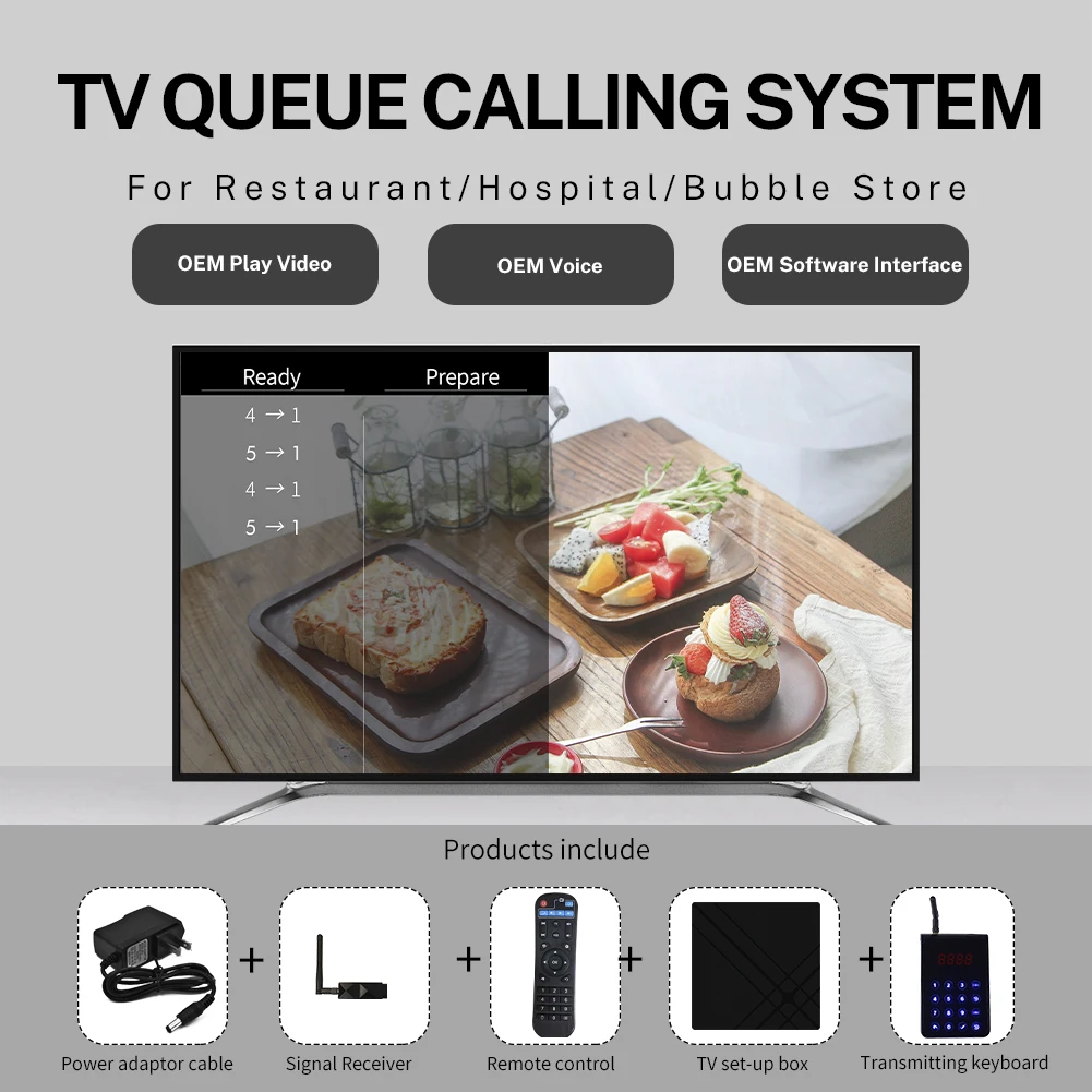 BYHUBYENG New Design TV Wireless Calling Restaurante Equipment Queue System Food Truck Customer Contact