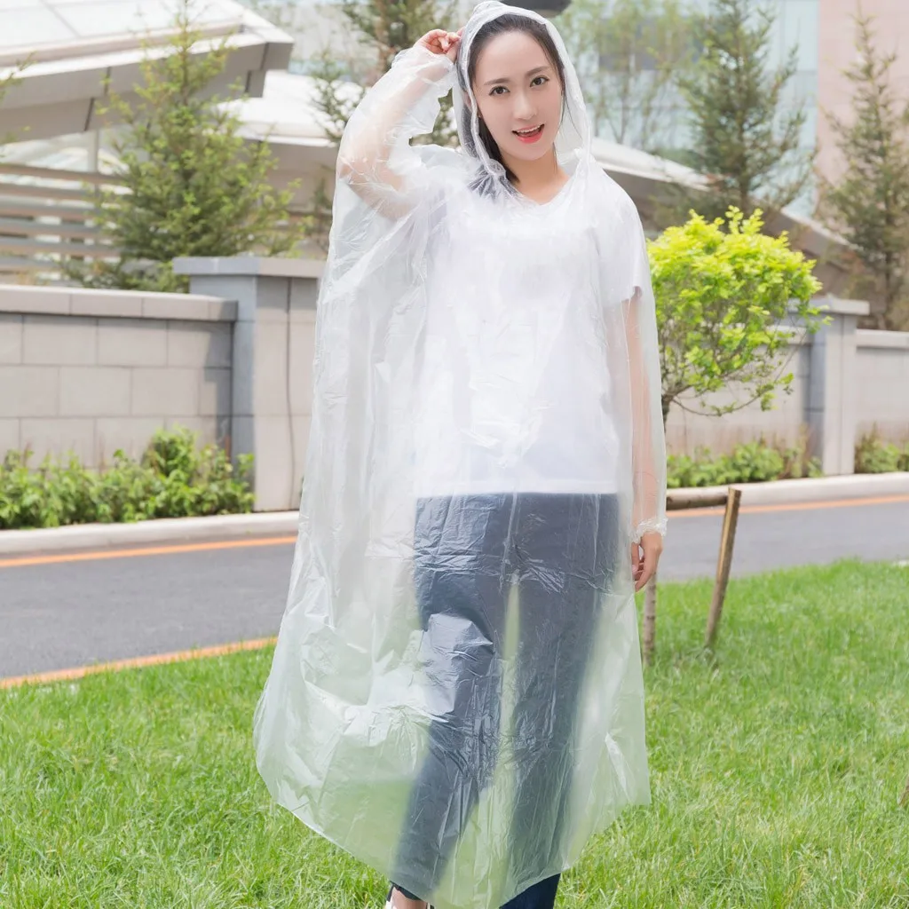 Rain Cover Portable Raincoat Disposable Outdoor Clear Raincoat Waterproof Hiking Camping Hood Carry A Hooded Rain Coat