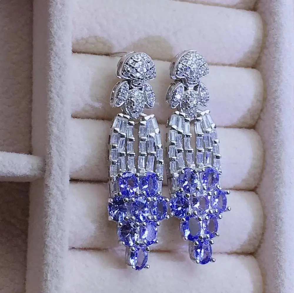

Natural Tanzanite Earring Real Tanzanite Earring 925 Silver sterling Fine Charm Jewelry for Women Wedding Party Earring