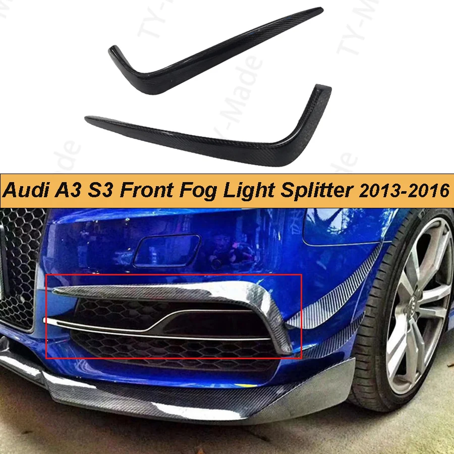 A3 S3 Carbon Fiber Front Fog Light Splitter Cover Frame Trims Car Styling for Audi A3 S3 2013-2016 not Hatchback or Sportback