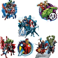 New The Avengers Cartoons Thermal Stickers for Clothes Marvel DIY Heat Transfer Kids Patches Iron on Transfer Children Patches