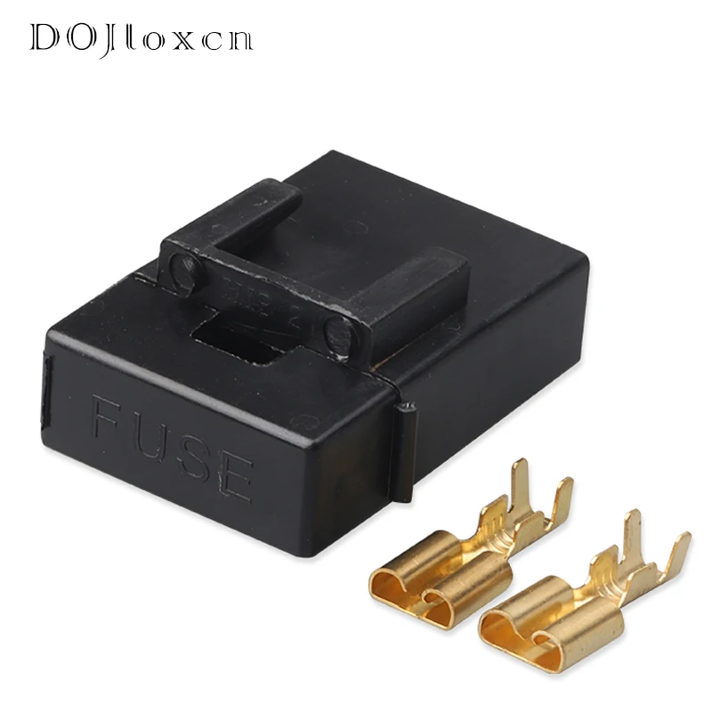 2/5 Sets BX2017 Medium Automobile Fuse Holder With Terminal Automobile Insurance Socket Black Lighter Frontal BX2017D