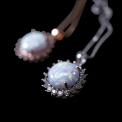 2026 Fashion Crystal Zircon Necklace for Women Wedding Jewelry Accessories Luxury Imitation Opal Pendant Necklace Girl Gift