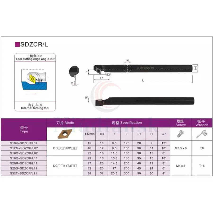 1 pz S16Q-SDZCR11 portautensili per tornitura interna S20R-SDZCR11 S25S-SDZCR11 SDZCL tornio CNC 10 pz DCMT11T3 inserti in metallo duro vestito
