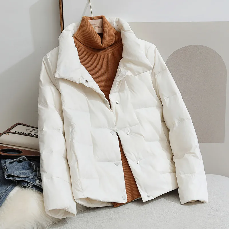 2021 New Spring Fashion 90% White Duck Down Coat Women Slim Warm Jackets Autumn Casual Down jacket Parkas