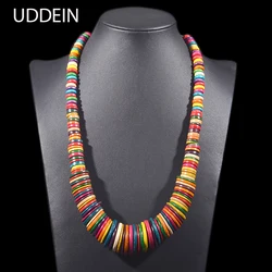 UDDEIN Vintage Handmade Colorful Long Necklace For Women Party Jewelry Chain Necklace & Pendent Wood Choker