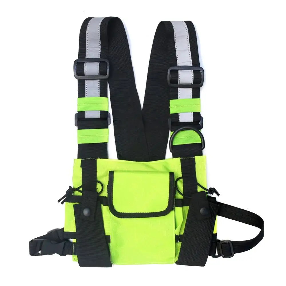 Men Women Fashion Chest Rig Bag Reflective Vest Hip Hop Streetwear Functional Outdoor Sports