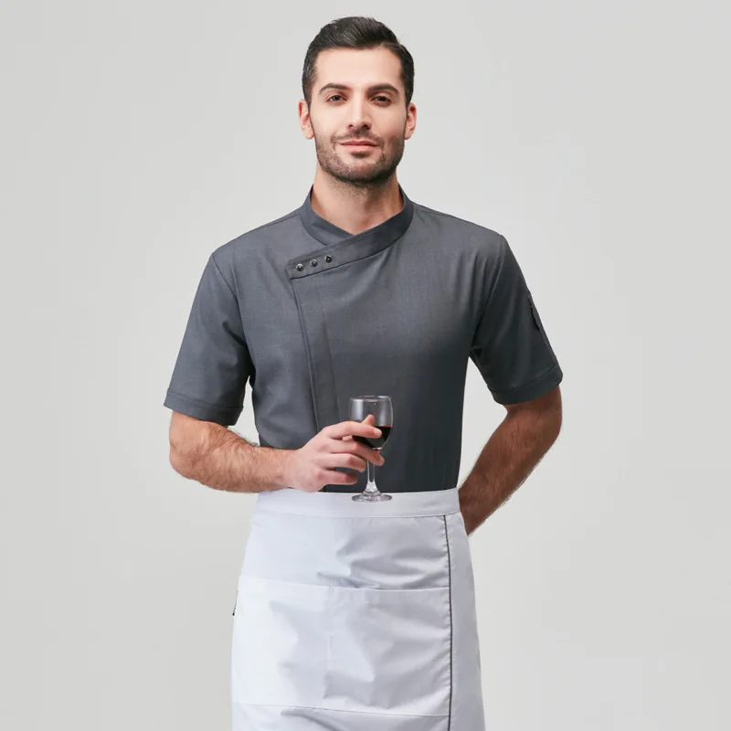 ฤดูร้อนร้านอาหาร Chef แจ็คเก็ต Breathable Waiter Uniform Man โรงแรมห้องครัวทำอาหาร Tops ผู้หญิงเดี่ยว Overalls Catering