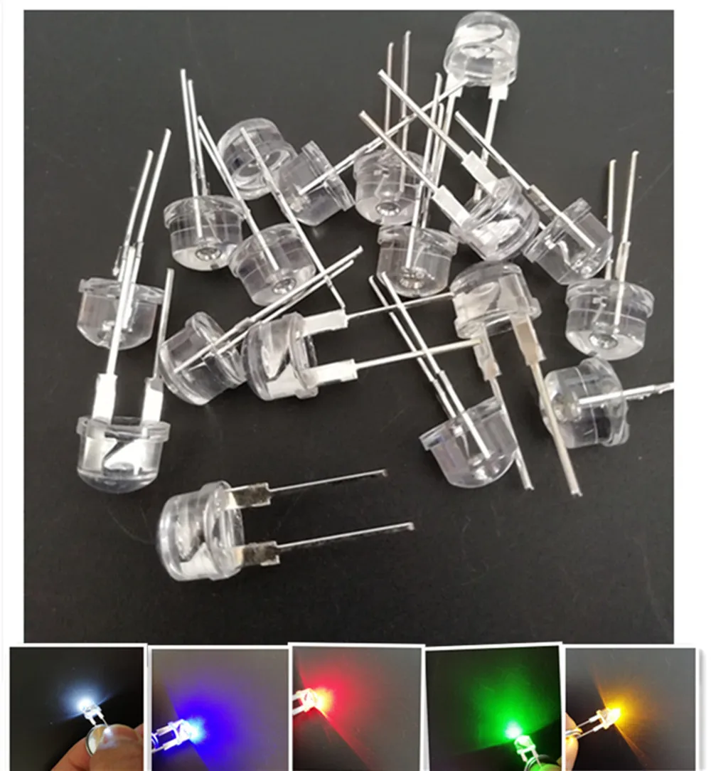 20pcs 8MM 0.5W straw hat LED light emitting diode bright F8 DIP Lamp beads white/warm white/red/green/blue/yellow