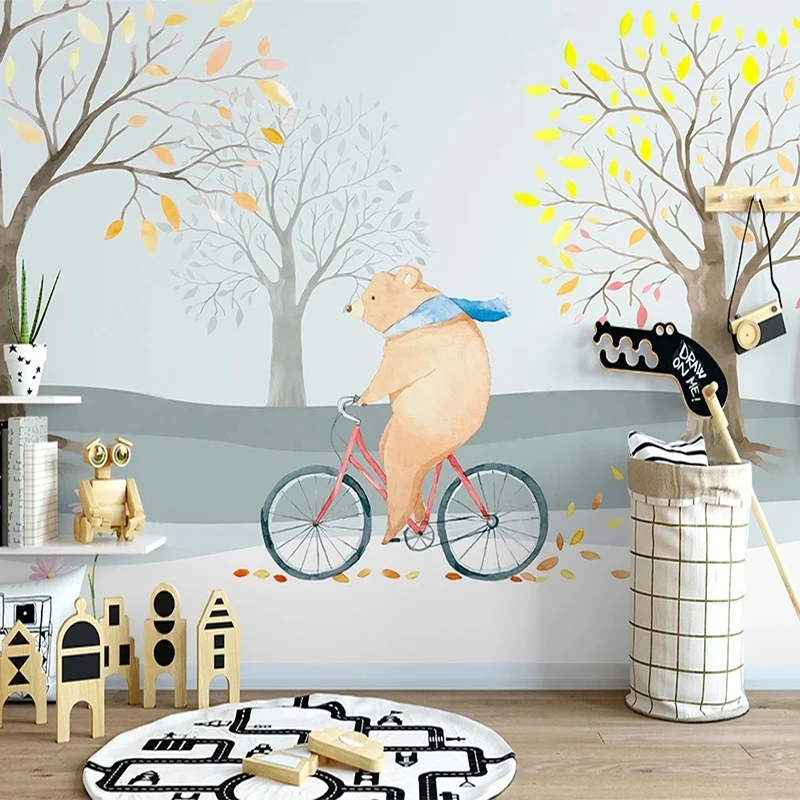 Custom Photo Wallpaper Nordic 3D Hand Painted Forest Mural Children's Room Sofa TV Background Wall Decor Papel De Parede 3D