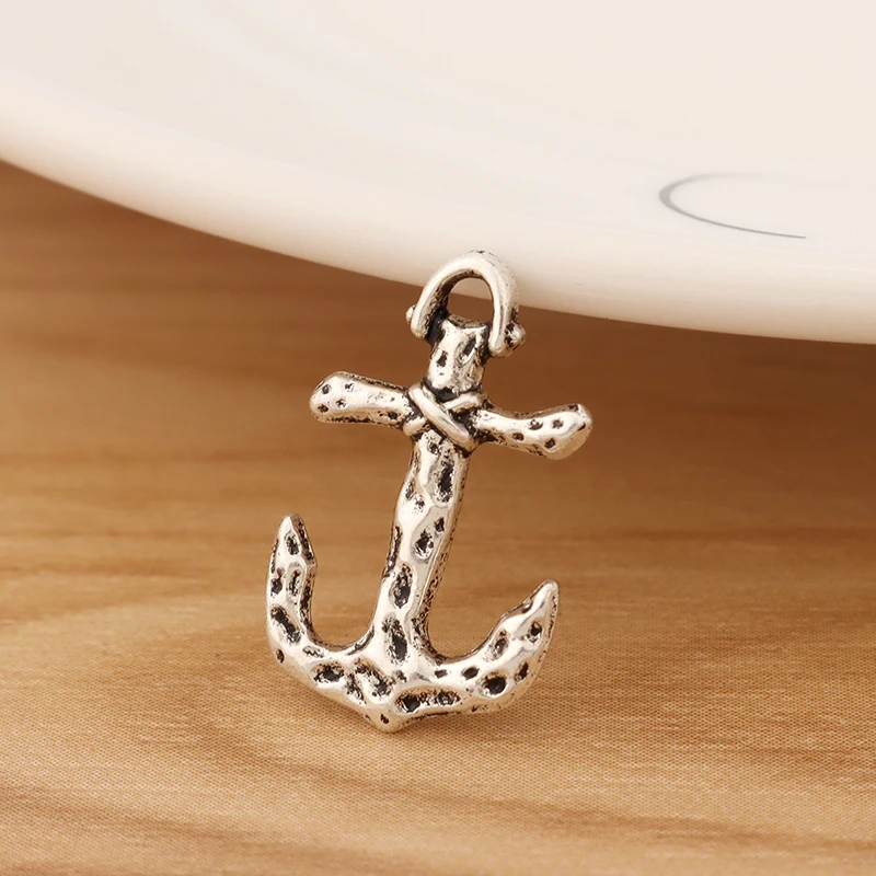 20 Pieces Tibetan Silver Anchor Hooks Charms Pendants Beads for Necklace Bracelet Jewellery Making Accessories 20x18mm