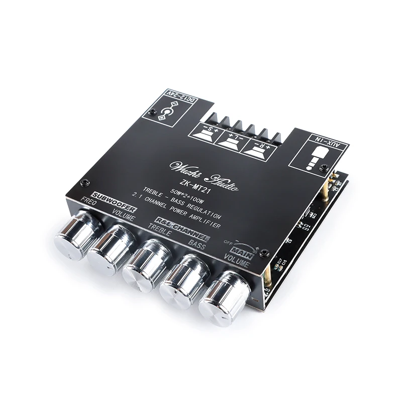 T21ซับวูฟเฟอร์เครื่องขยายเสียง50WX2 + 100W 2.1 Channel Audio Stereo Amplifier Bass AMP AUX 12V 24V