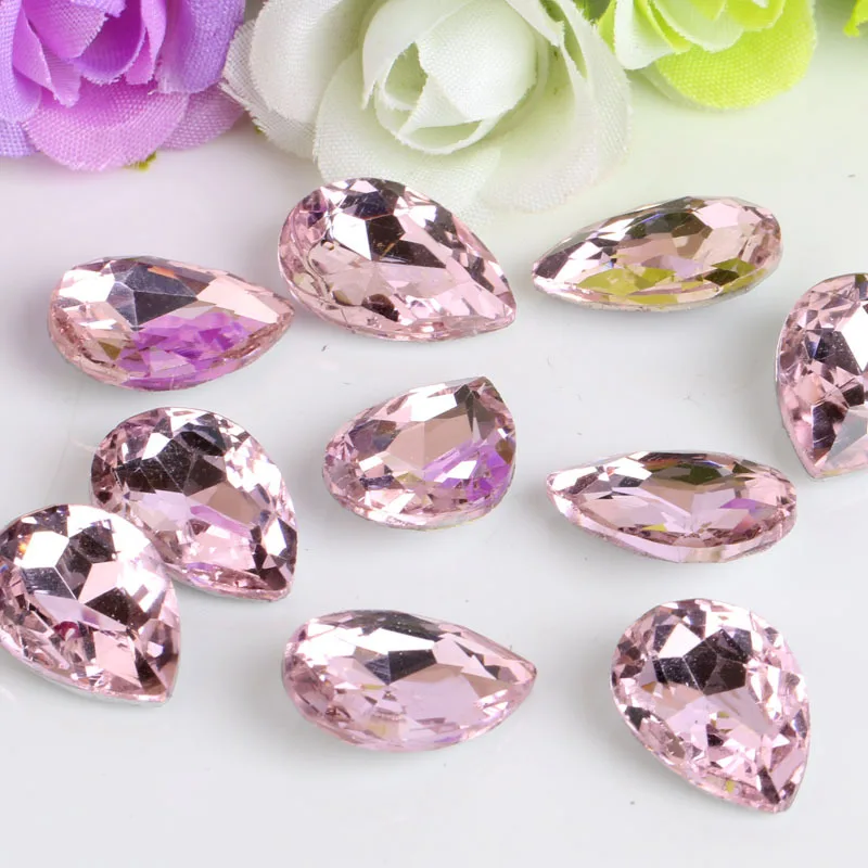 High grade jewelry accessories Drop shaped glass crystal Pointed bottom rhinestone DIY Wedding dress