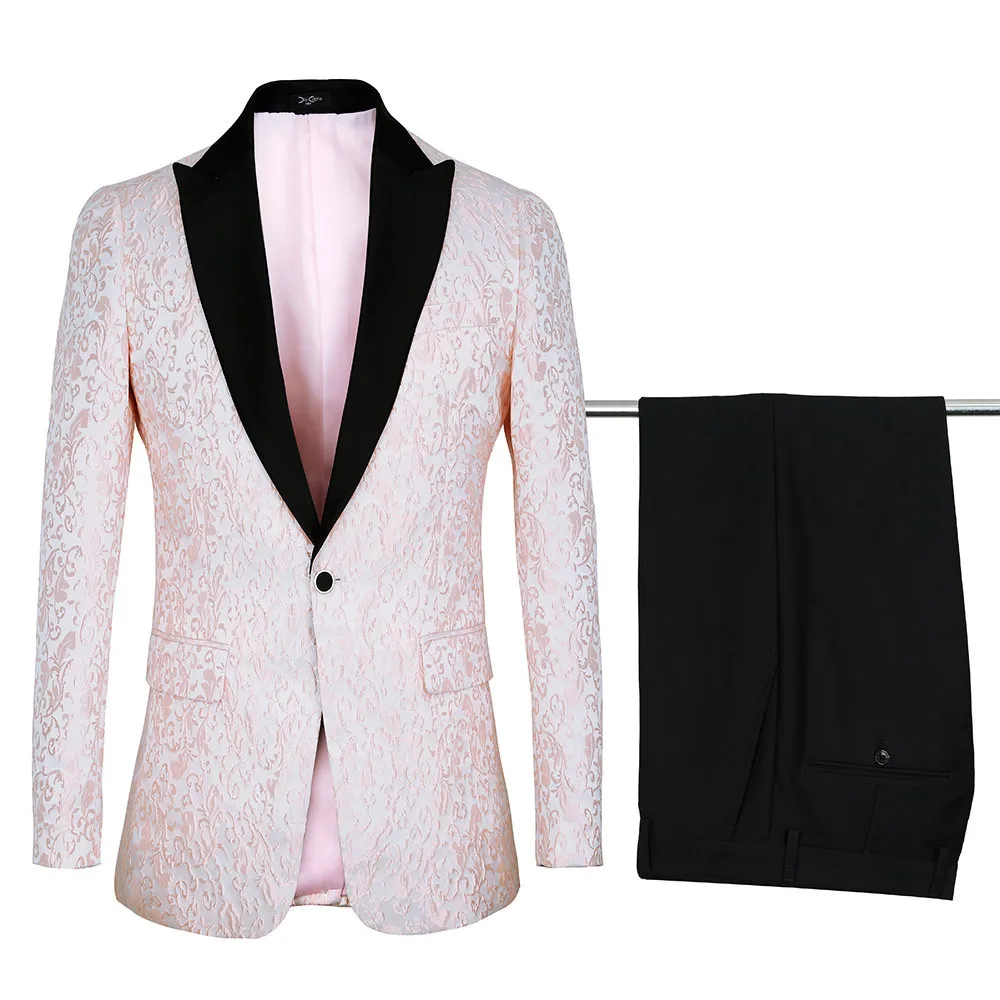 Nieuwste Mans Suits Voor Wedding Party Pak Diner Pak Bruidegom Wear Beste Man Dragen Prom Jurken 2 Stuks Gedrukt Pak (Jas + Broek)