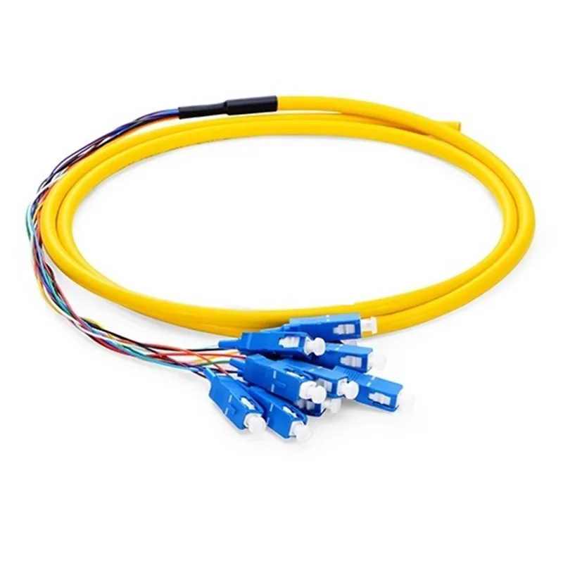 10PCS/LOT 1.5m (5ft) SC UPC 12 Fibers OS2 Single Mode Bunch PVC (OFNR) 0.9mm Fiber Optic Pigtail