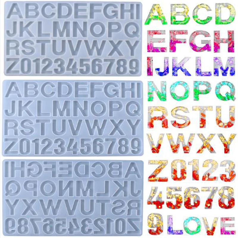 Alphabet & Number Silicone Molds Set - Letter a to Z & Numbers 36 Cavity Large Clear Resin Molds for Epoxy Resin Craft Supplies