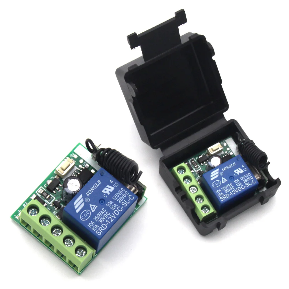 Hot DC12V 10A Relay 1 CH Wireless RF Remote Control Switch Transmitter With Receiver Module 433mhz LED Remote Control