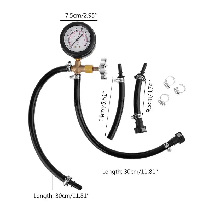 

Fuel Test Manometer Tool Quick Connected Fuel Injection Pump Pressure Tester Gauge with Valve 0-100PSI 0-7BAR for Vehicle Car