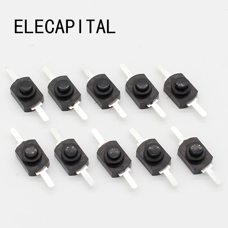Free shipping 10pcs DC 30V 1A Black On Off Mini Push Button Switch for Electric Torch image 2